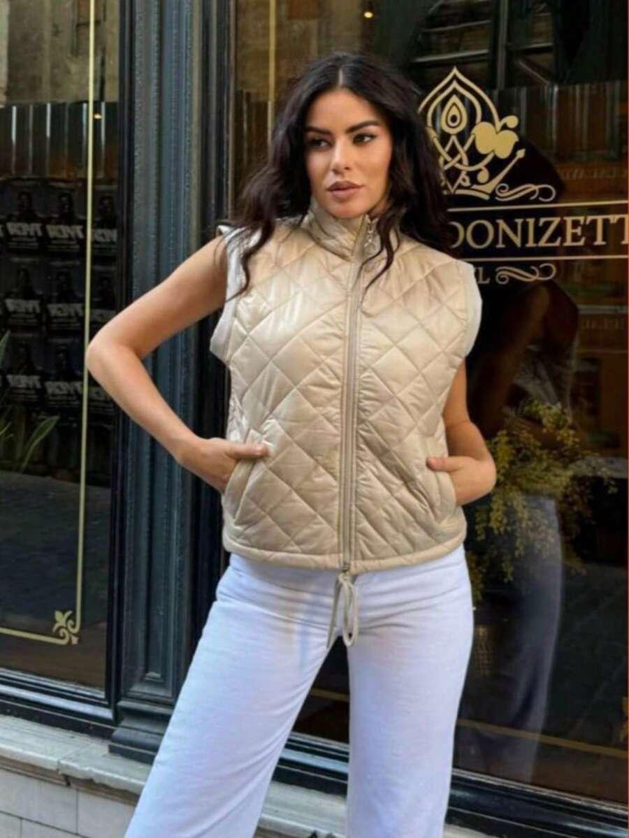 beżowa kamizelka zip