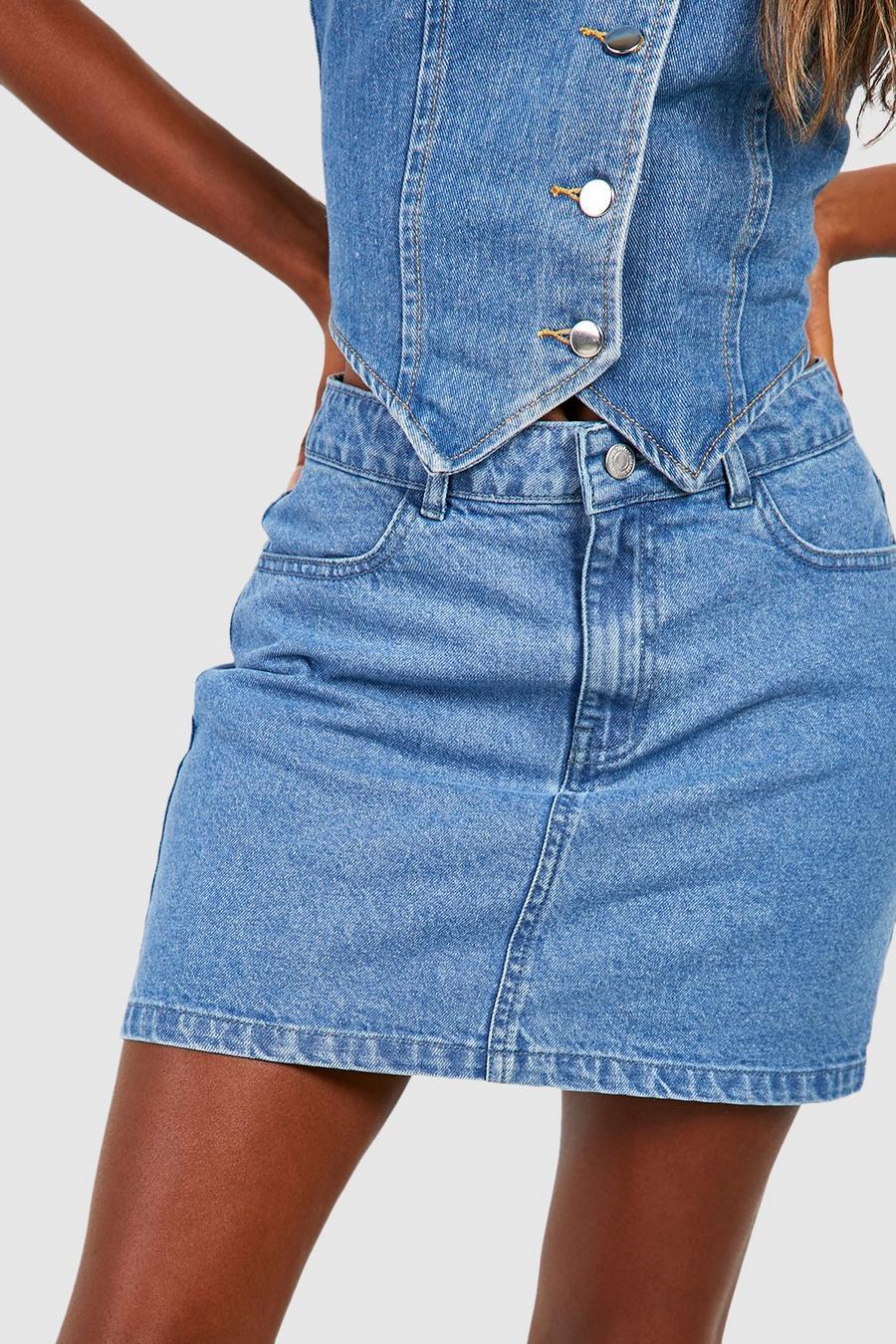 SPÓDNICA JEANSOWA MINI BAWEŁNIANA PROSTA