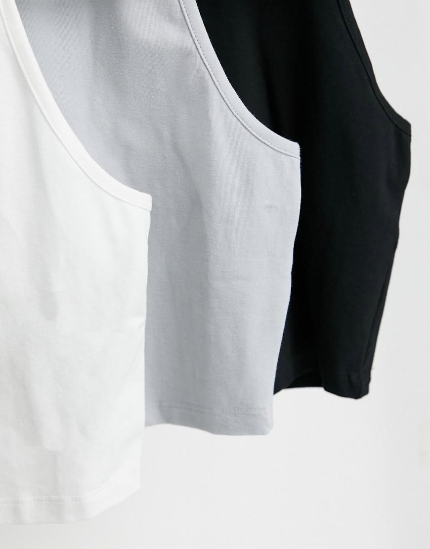 szary crop top basic