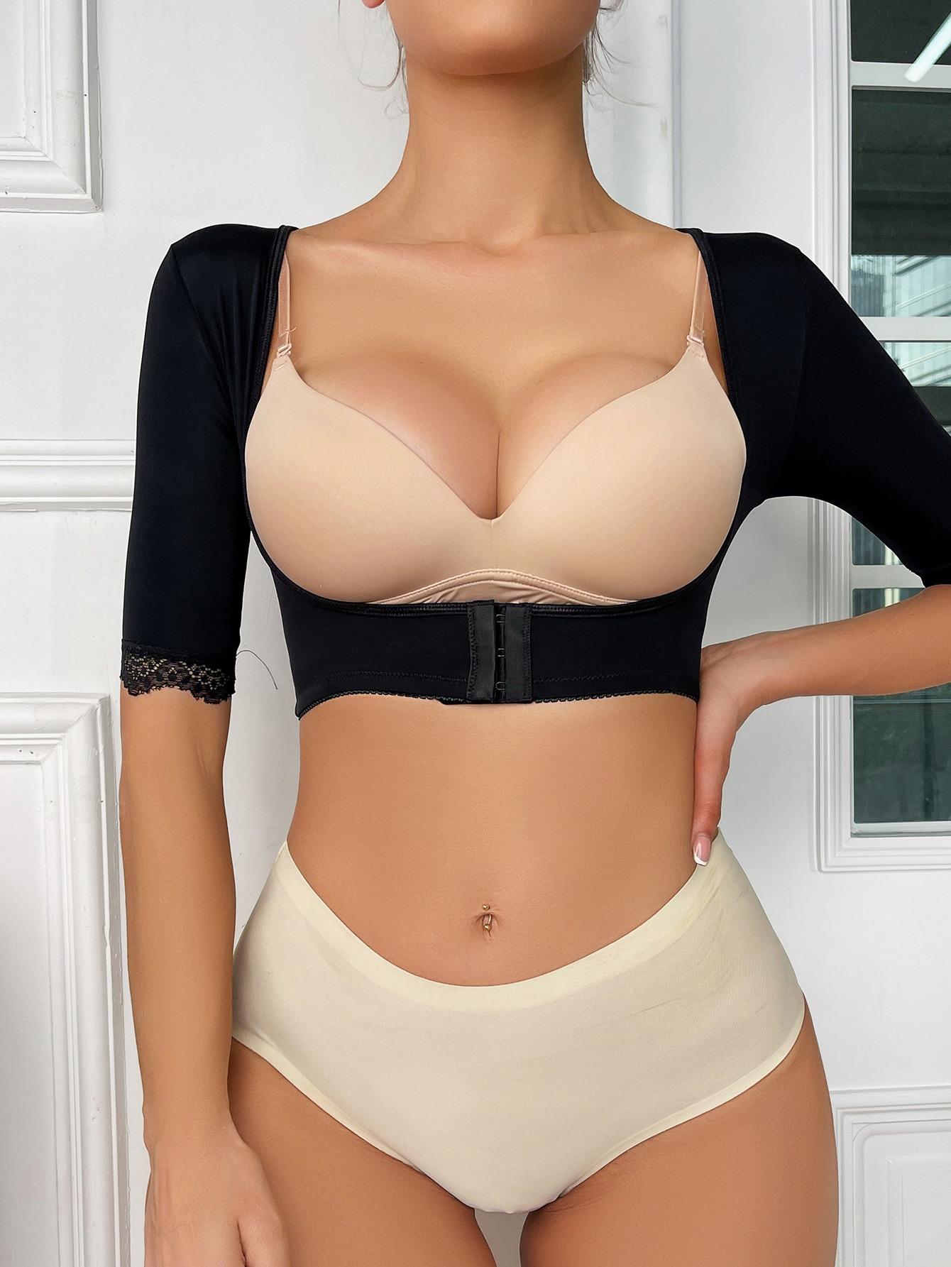 modelujący czarny top haftki