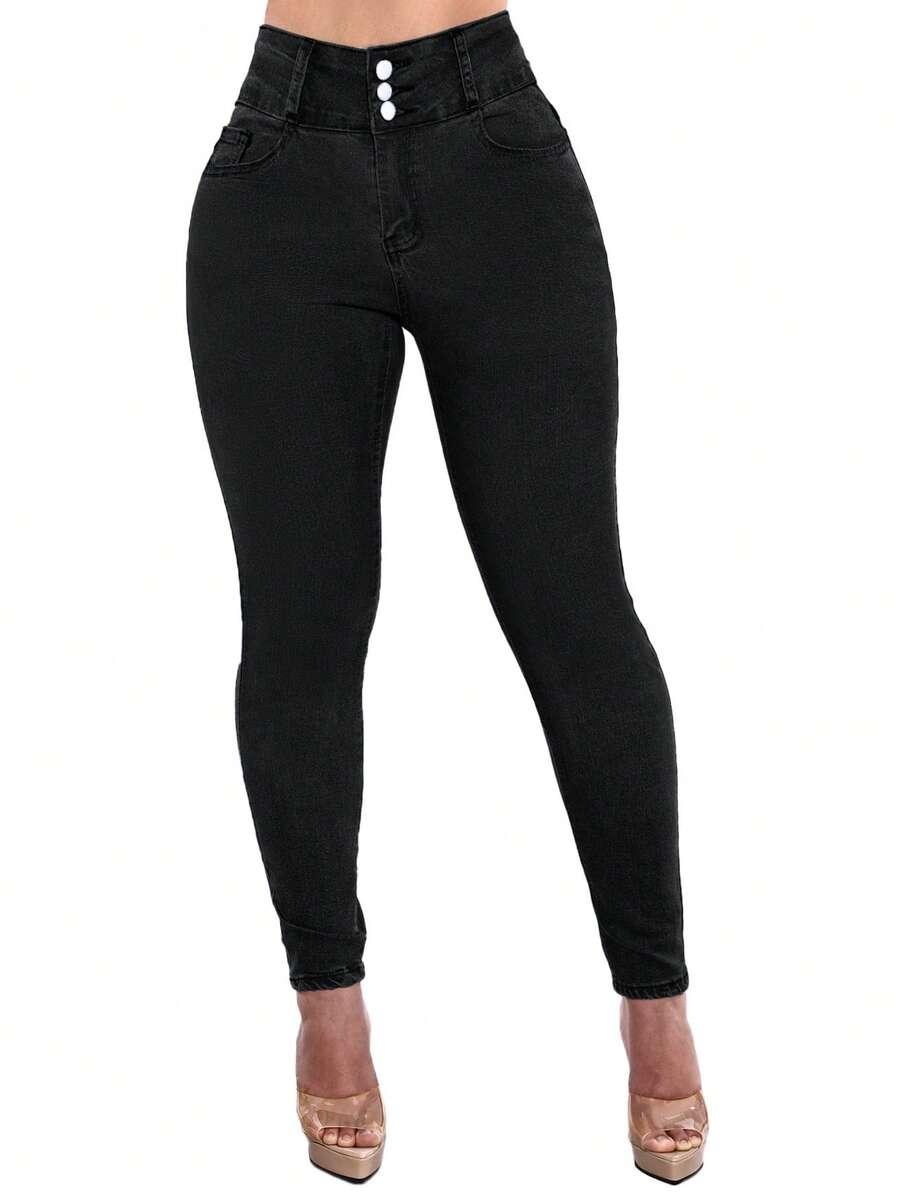 CZARNE SPODNIE JEANS 