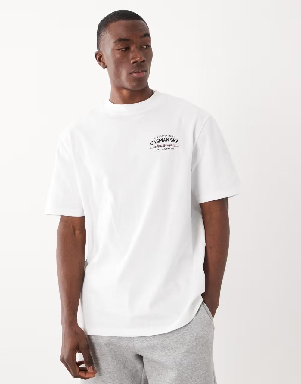 biały bawełniany t-shirt print