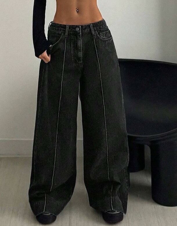 CZARNE SPODNIE JEANS