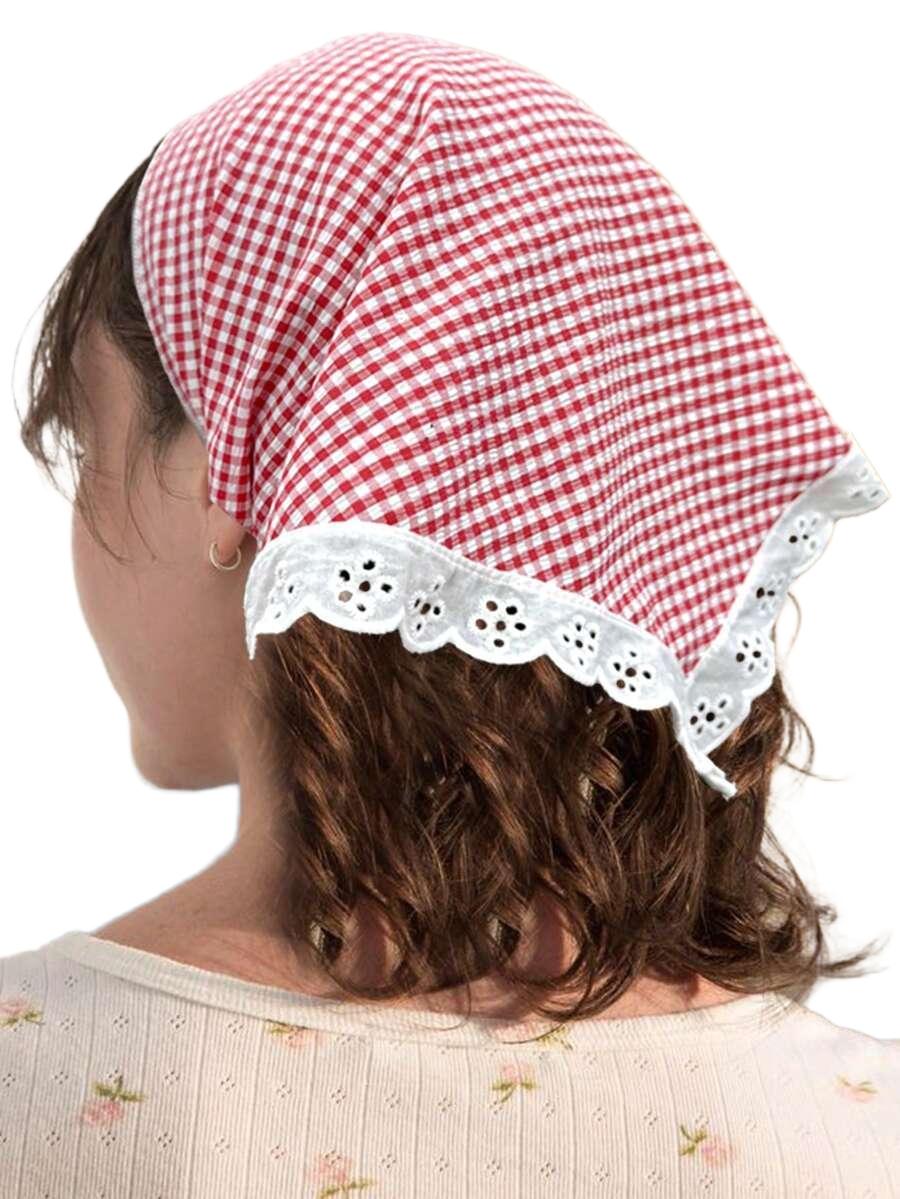 chusta na głowę wzór kratka 