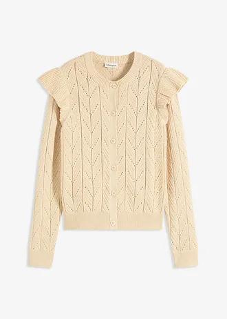 SWETER ROZPINANY AŻUROWY Z BAWEŁNY
