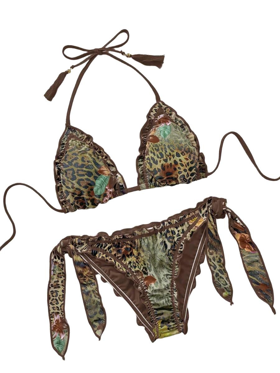 KOMPLET BIKINI WIĄZANY W PANTERKĘ