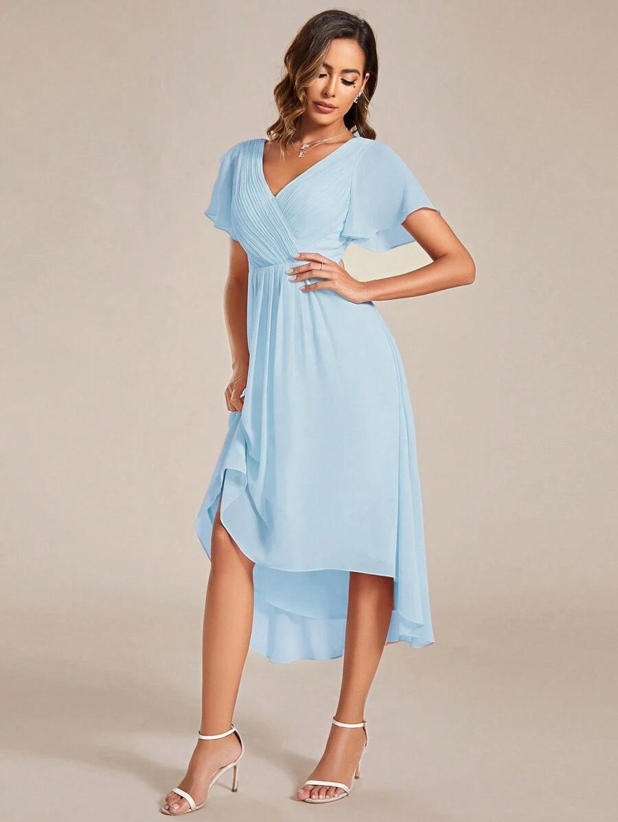 niebieska sukienka v-neck