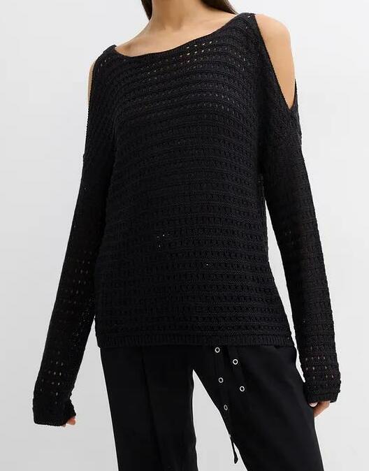 SWETER Z WYCIĘTYMI RAMIONAMI