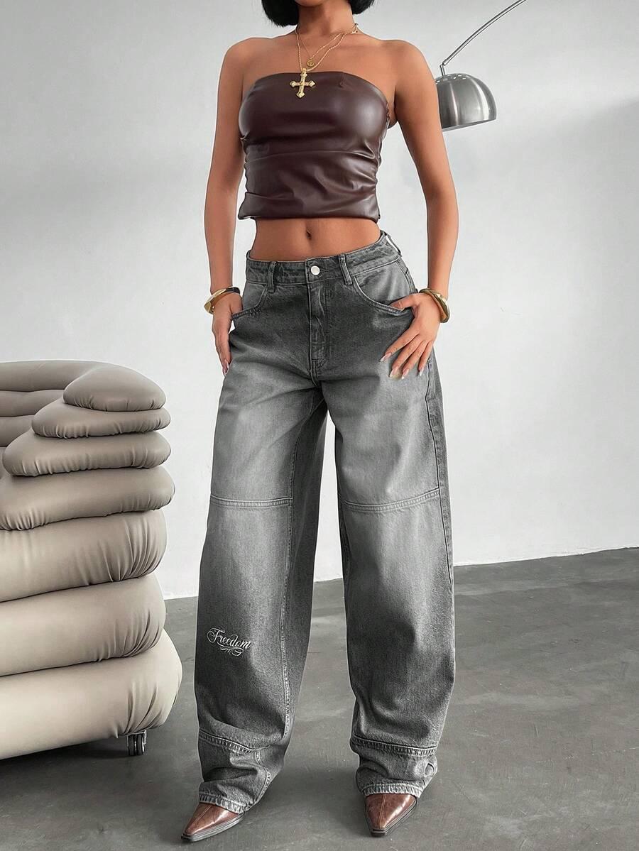 szare spodnie jeans