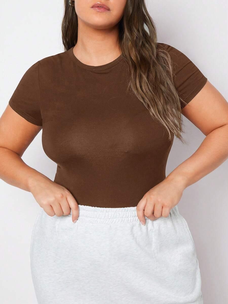brązowy t-shirt basic