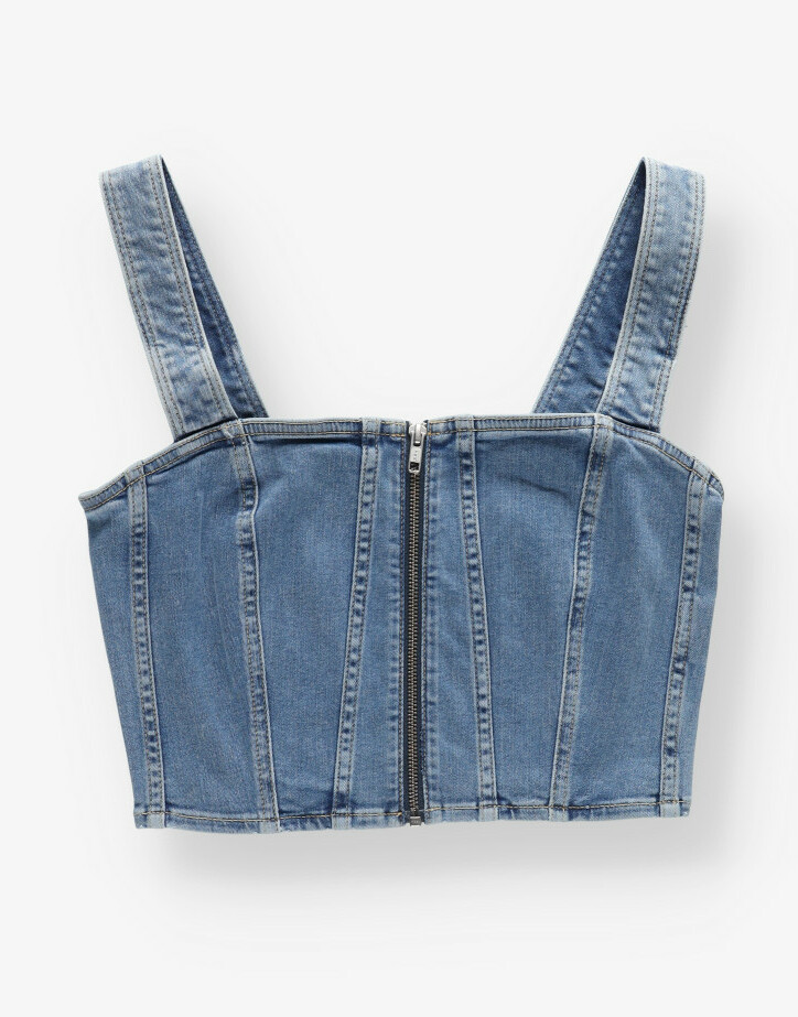 CROP TOP ZAMEK JEANS
