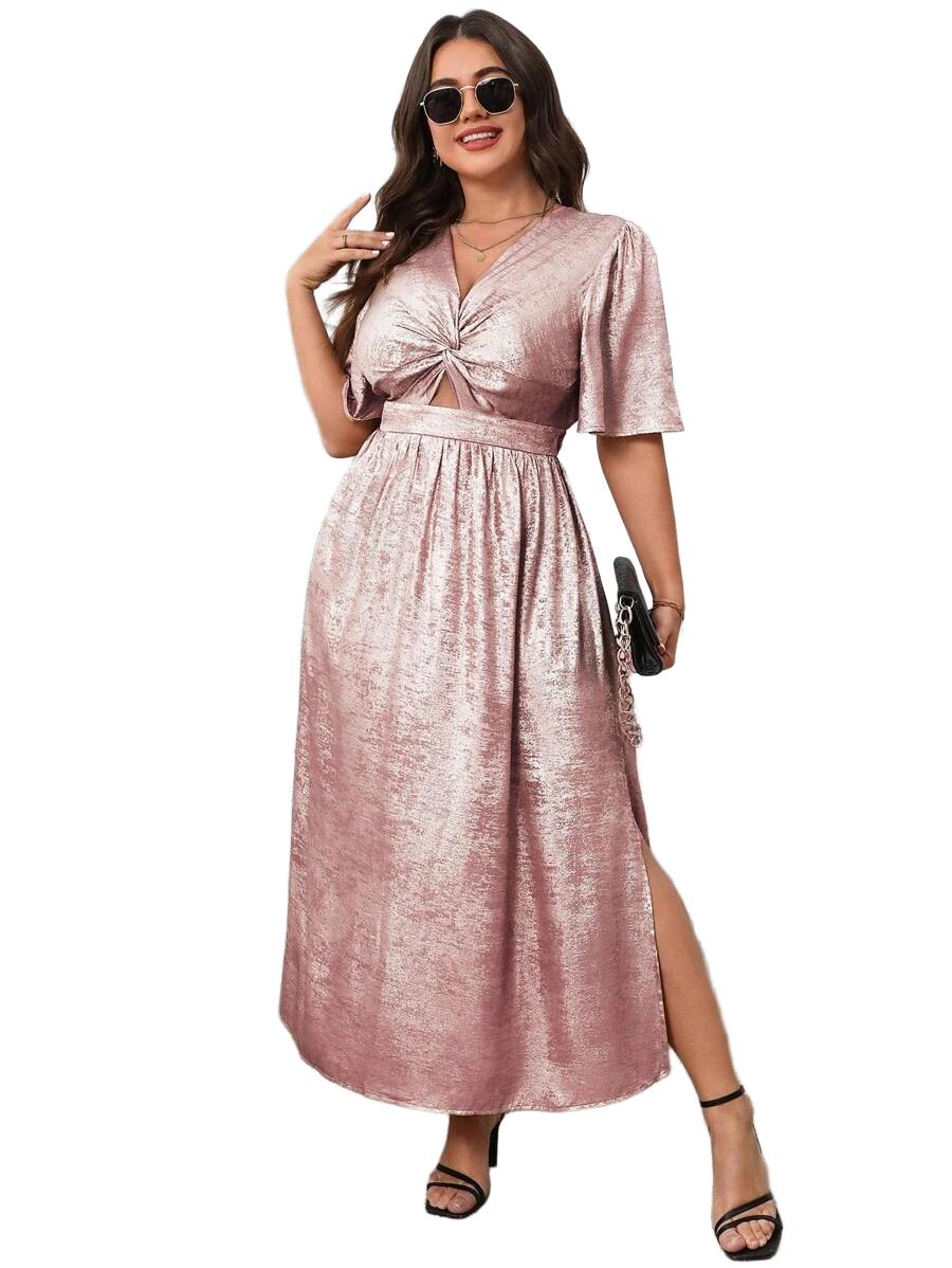 ELEGANCKA SUKIENKA KOKTAJLOWA MIDI Z KRÓTKIM RĘKAWEM 