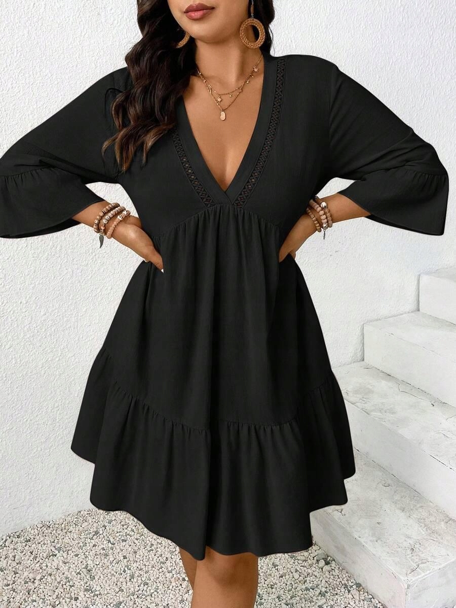 CZARNA SUKIENKA V-NECK 