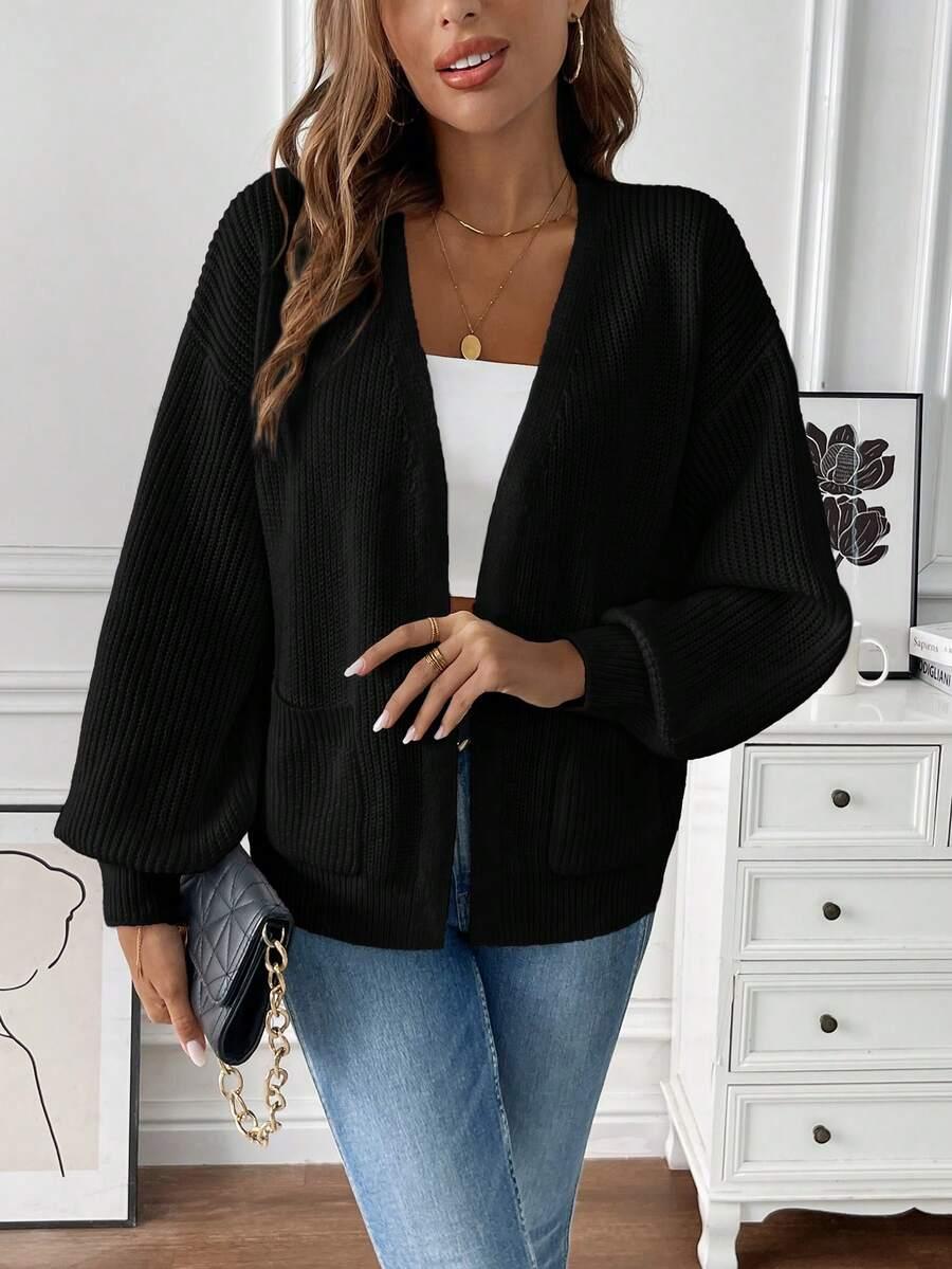 czarny sweter kardigan 