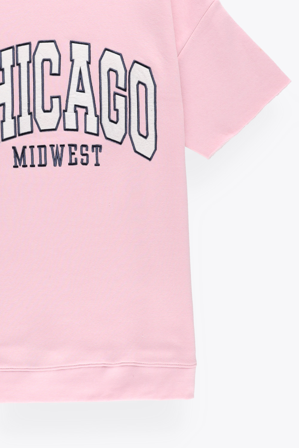 różowa bluza napis chicago krótki rękaw