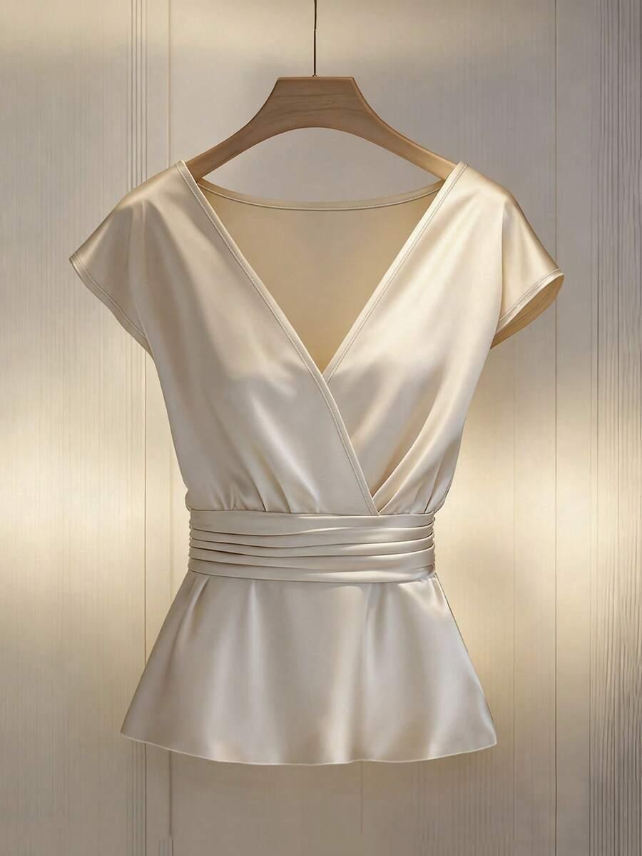 satynowa bluzka v-neck 
