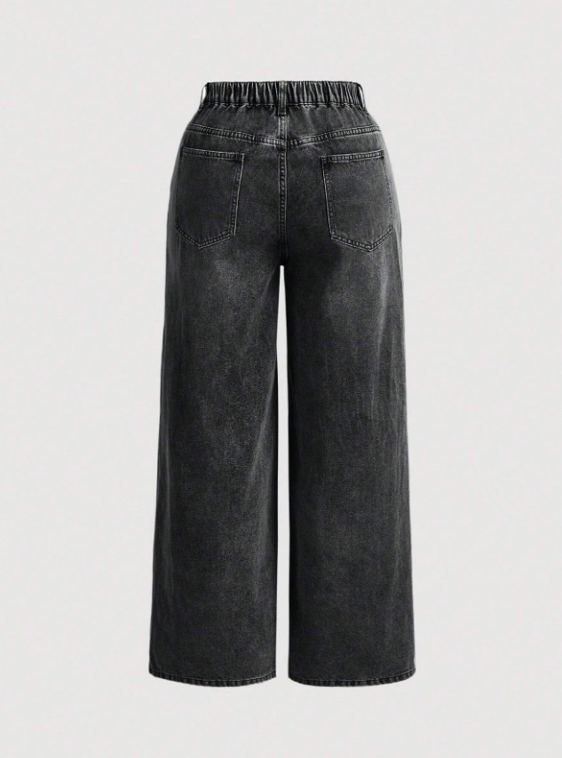 CZARNE SPODNIE JEANS PROSTA NOGAWKA 