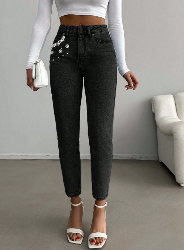 SPODNIE JEANS ZDOBIENIA