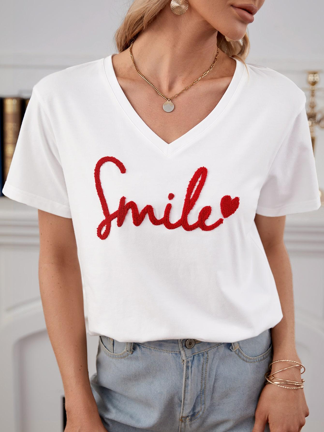 BIAŁY T-SHIRT HAFT