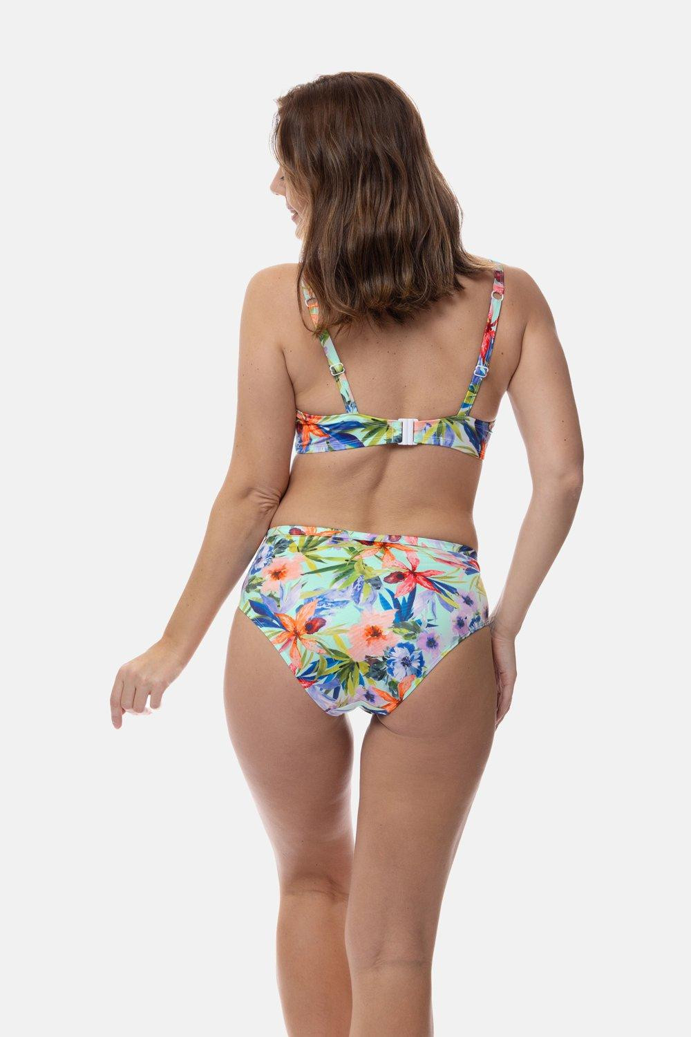 dół od bikini marszczenia tropical print