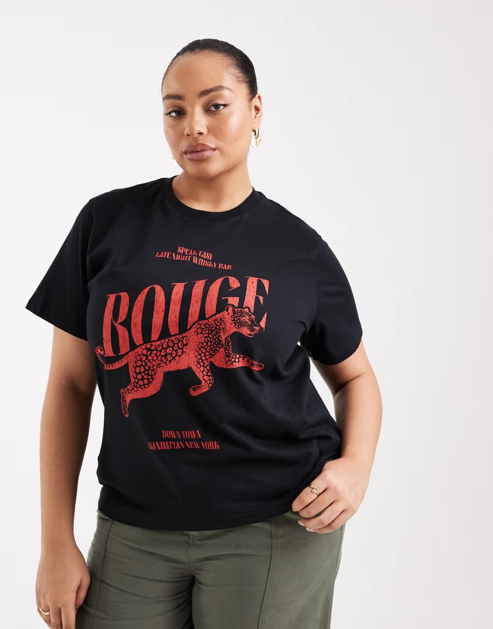 czarny t-shirt krótki rękaw print