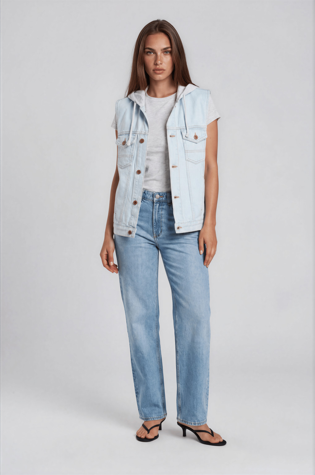 kamizelka jeans z kapturem