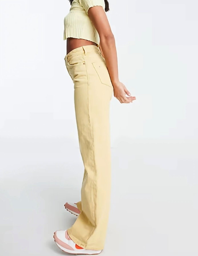 żółte spodnie jeans kieszenie