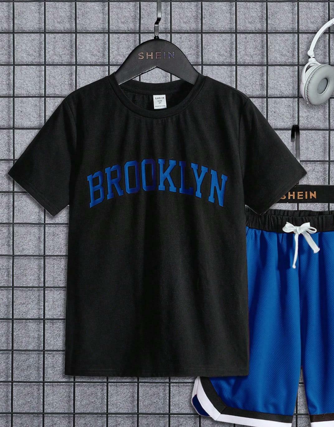 czarny t-shirt casual napis brooklyn
