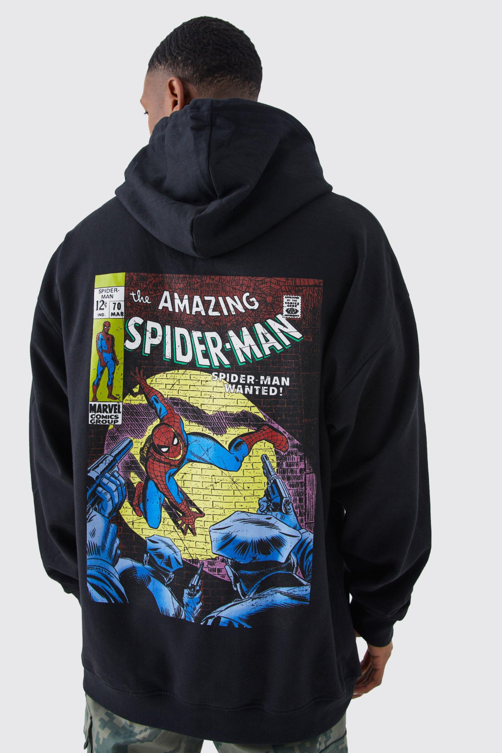 czarna bluza z kapturem spiderman print