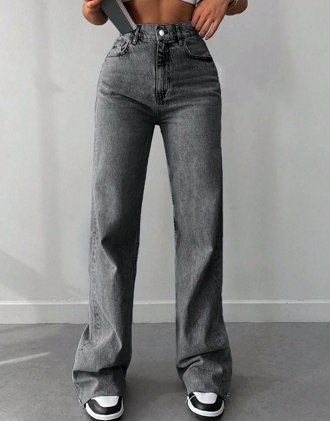 SZARE SPODNIE JEANS