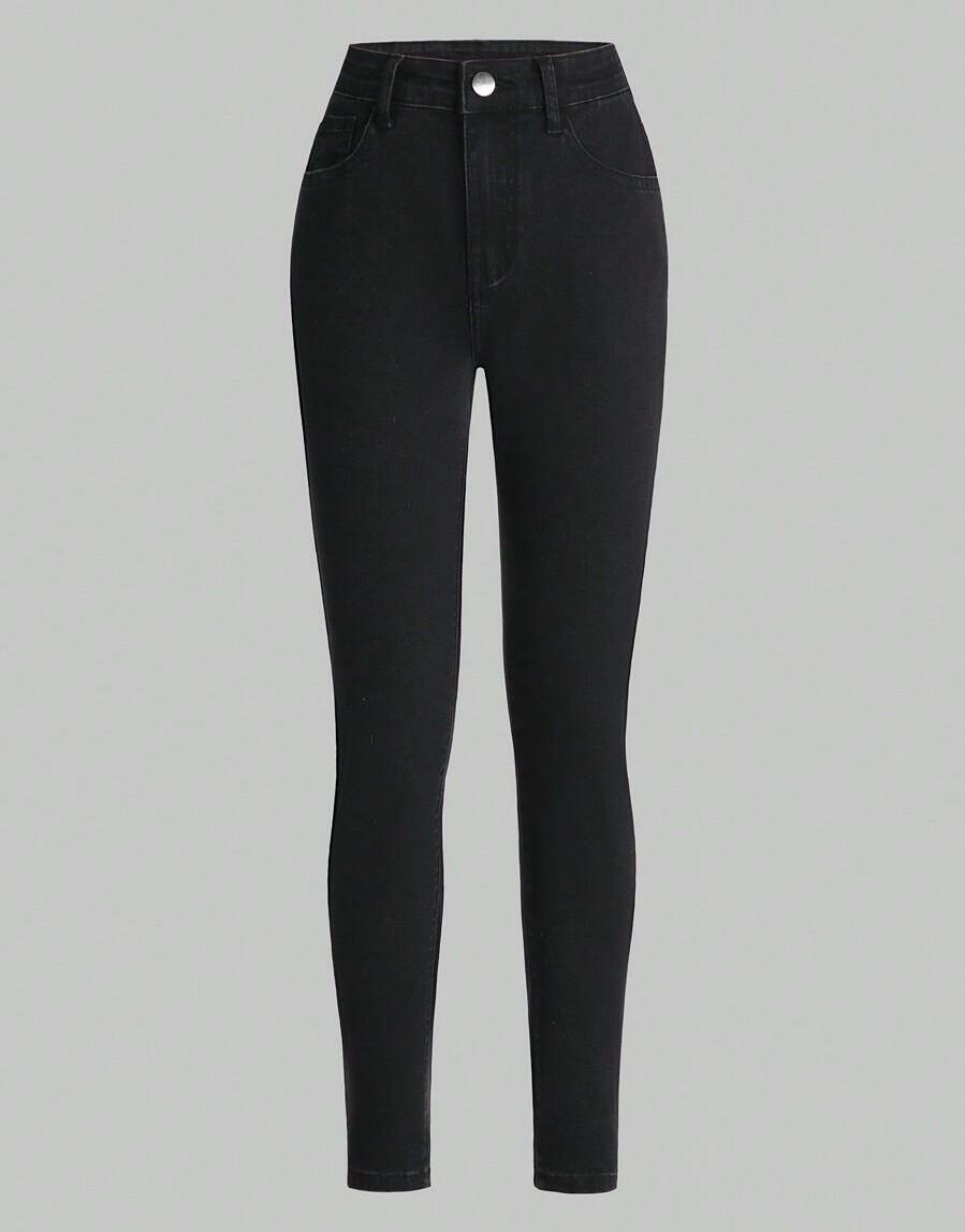 CZARNE SPODNIE RURKI JEANS