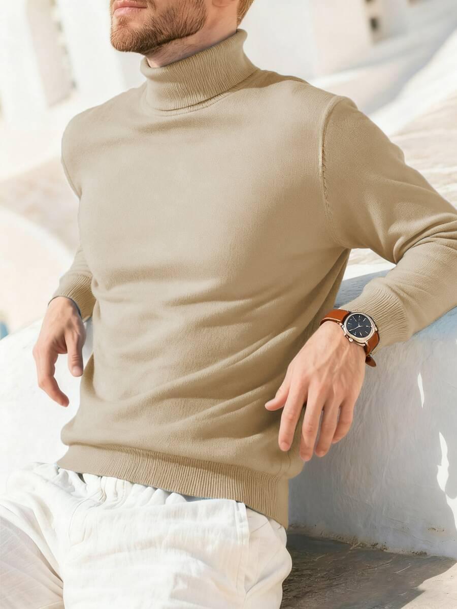 beżowy sweter golf długi rękaw