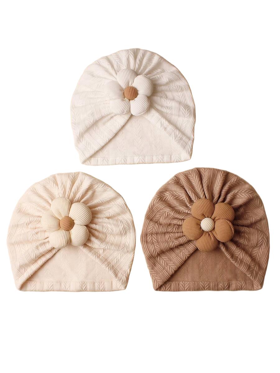 czapka kwiat zdobienie  3-pack