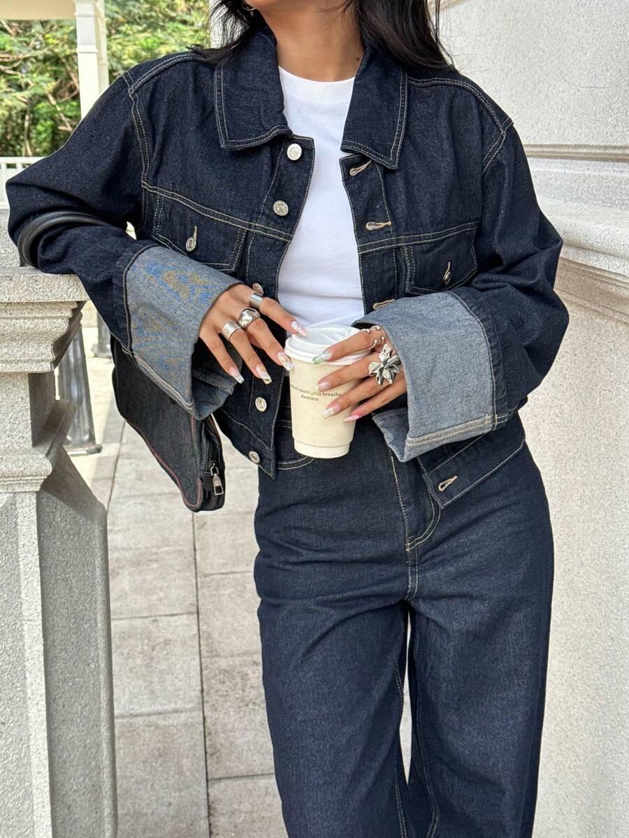 GRANATOWA KURTKA JEANS