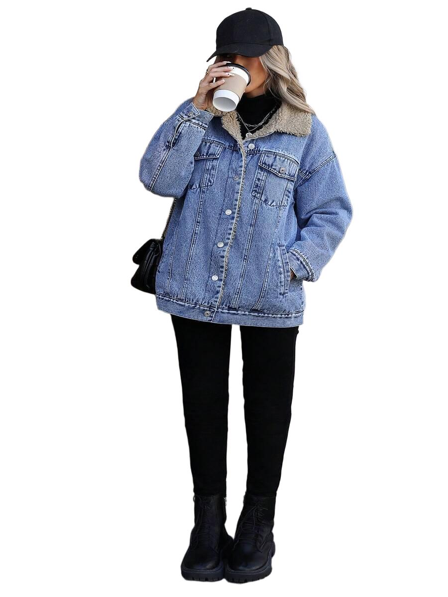 NIEBIESKA KURTKA JEANS kołnierzyk