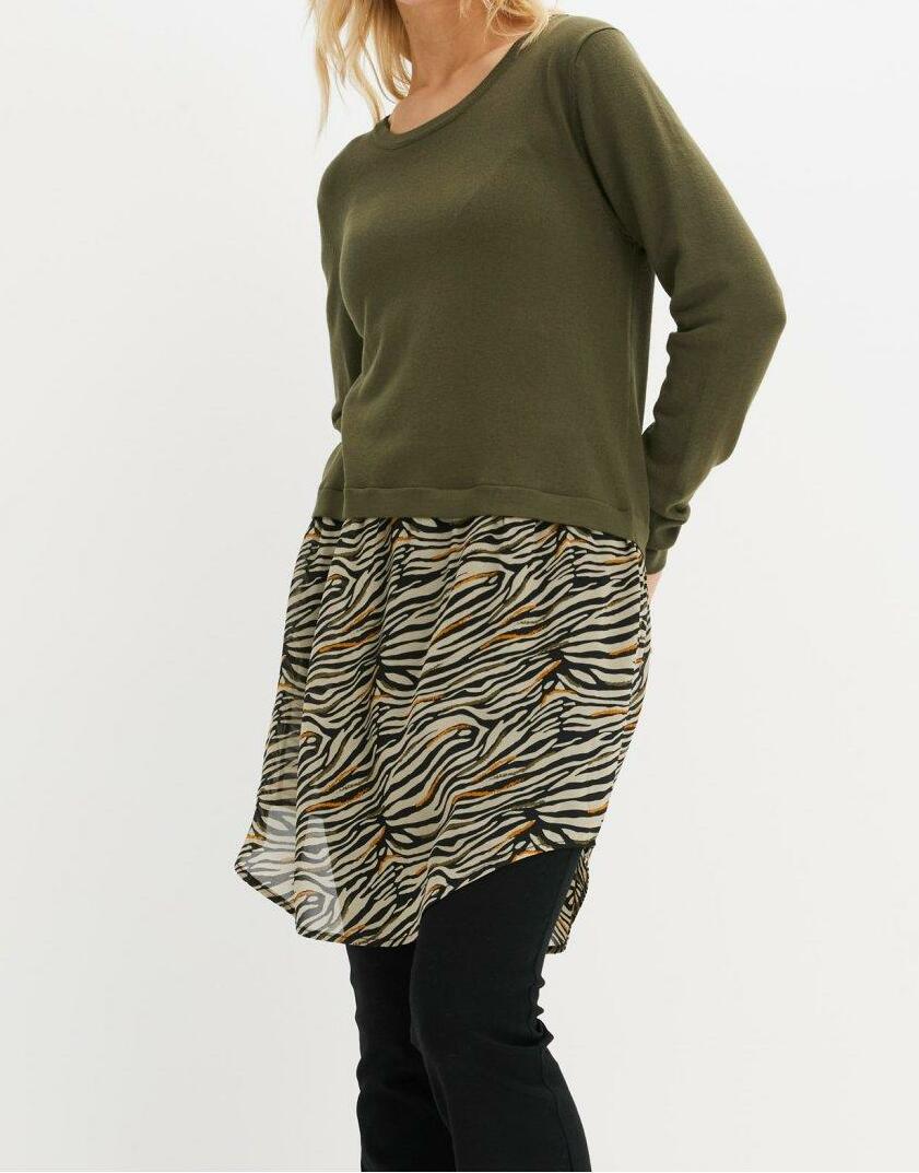 SWETER ZE WSTAWKĄ KOSZULOWĄ