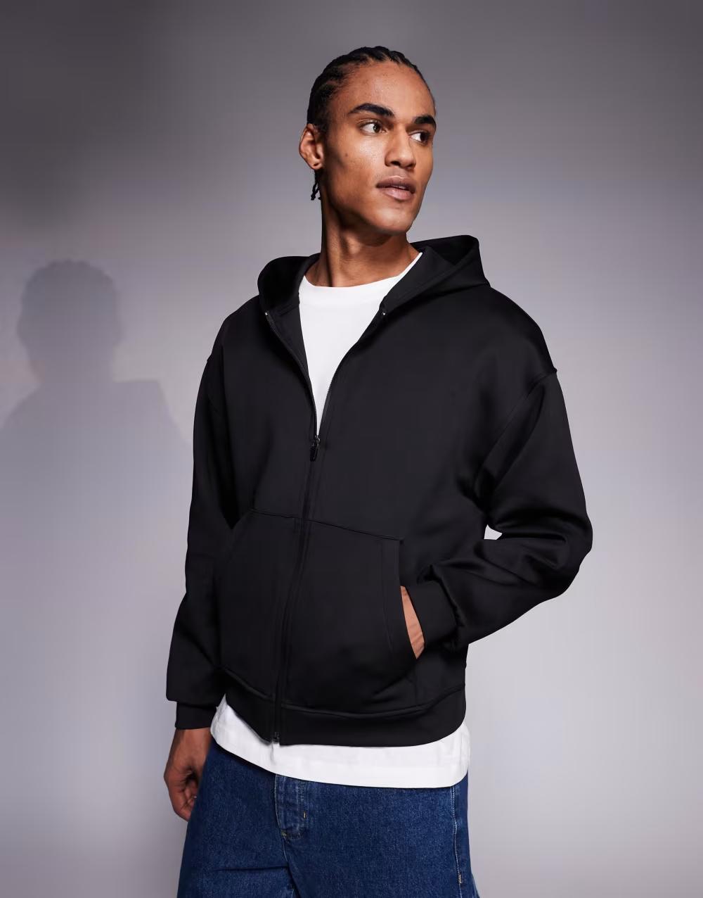 czarna bluza z kapturem casual