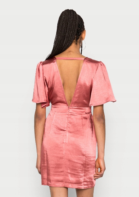 SATYNOWA MINI SUKIENKA V NECK 