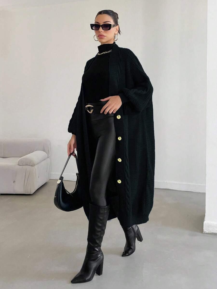 czarny sweter kardigan