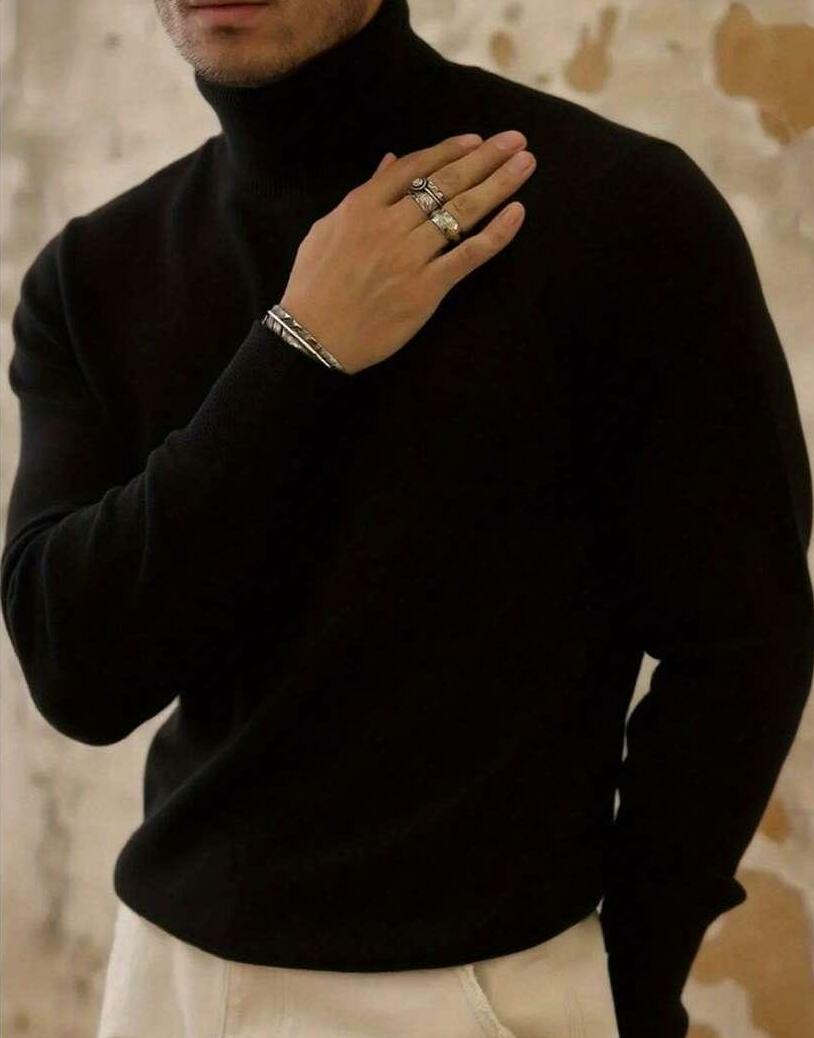 CZARNY DZIANINOWY SWETER