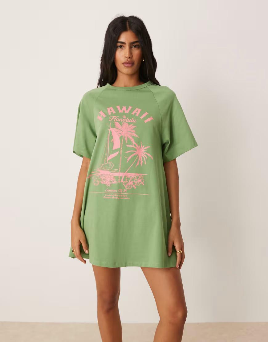 ZIELONA MINI SUKIENKA PRINT 