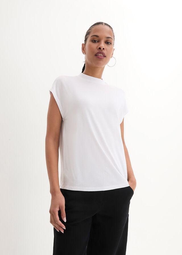 BIAŁY T-SHIRT STÓJKA 