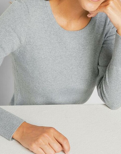 SWETER DAMSKI REGULAR BAWEŁNA OKRĄGŁY DEKOLT