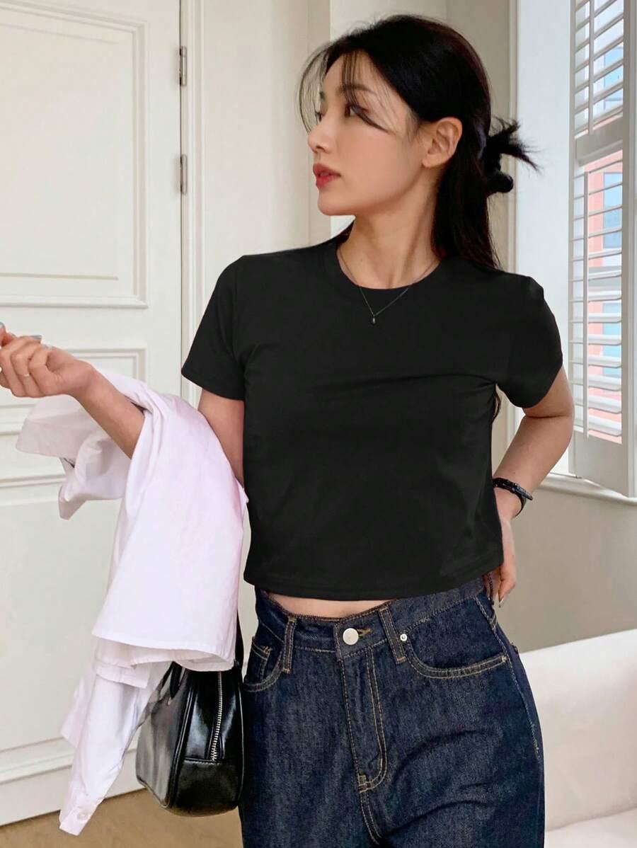 czarny t-shirt casual