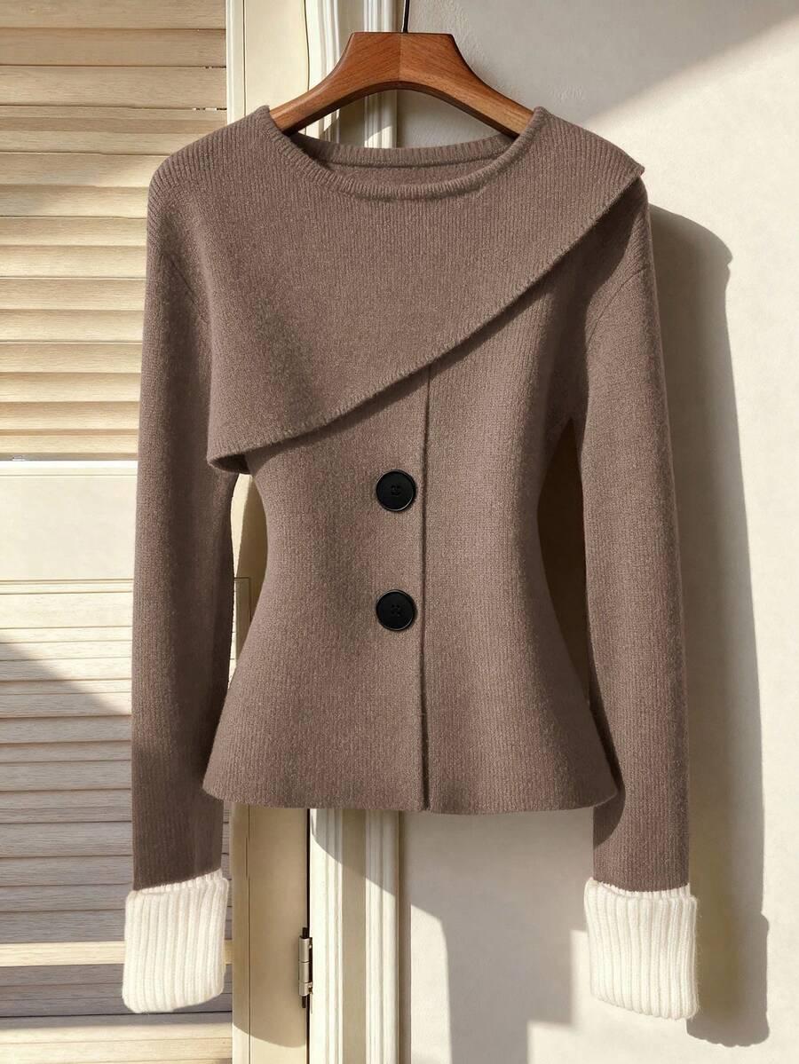 BRĄZOWY SWETER DŁUGI RĘKAW