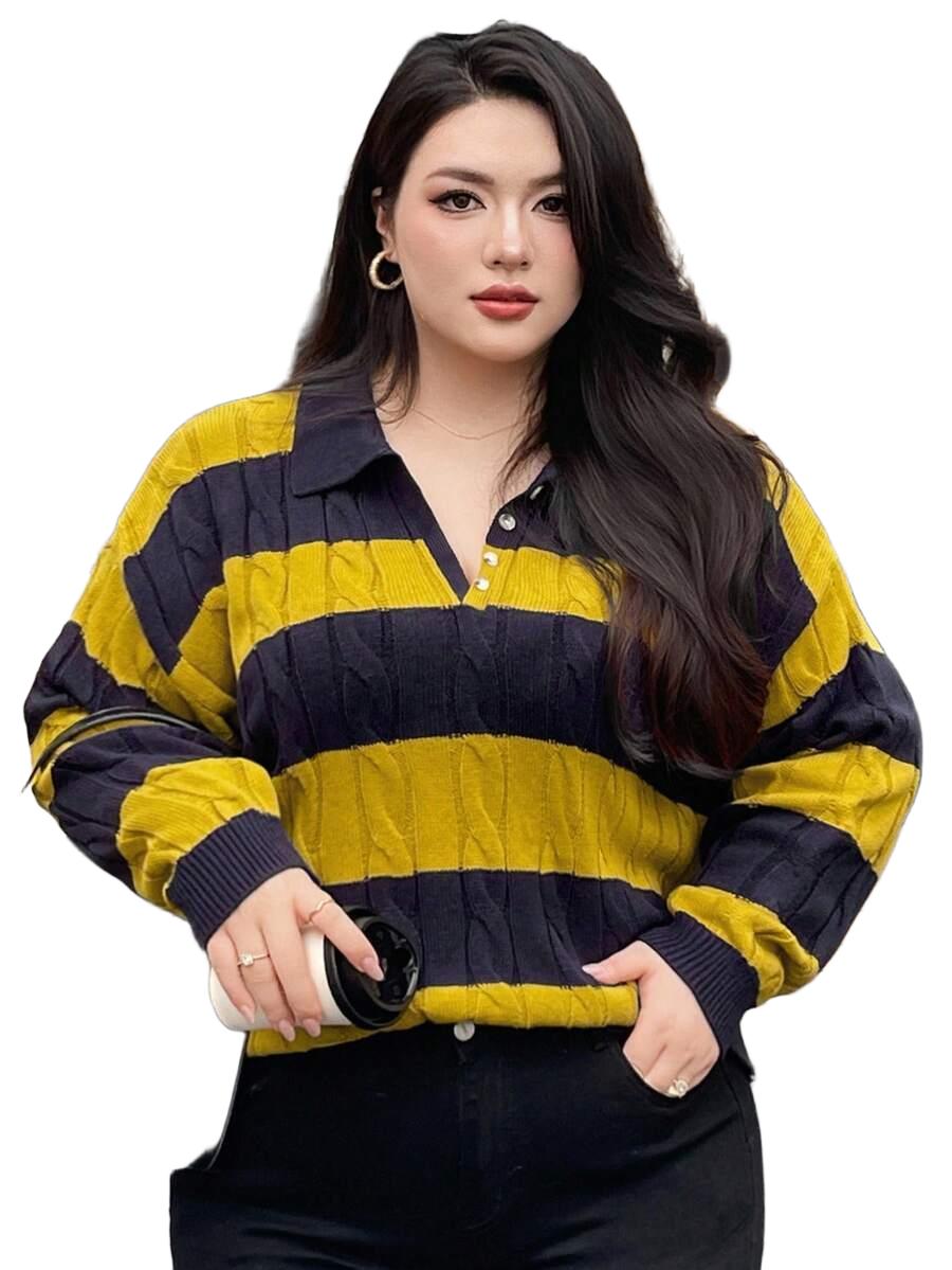 SWETER W PASKI Z KOŁNIERZYKIEM