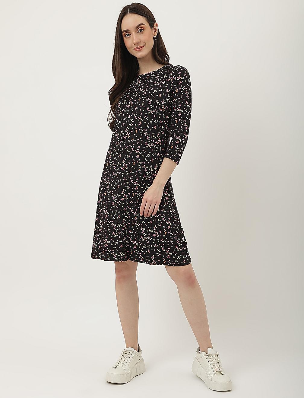 CZARNA SUKIENKA PRINT T42-6155K-Y4
