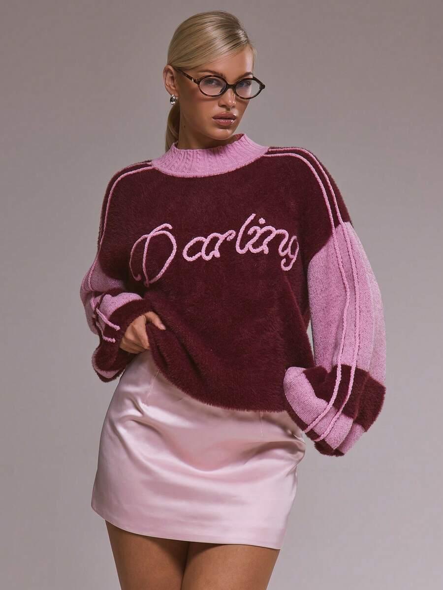 SWETER NAPIS OKRĄGŁY DEKOLT