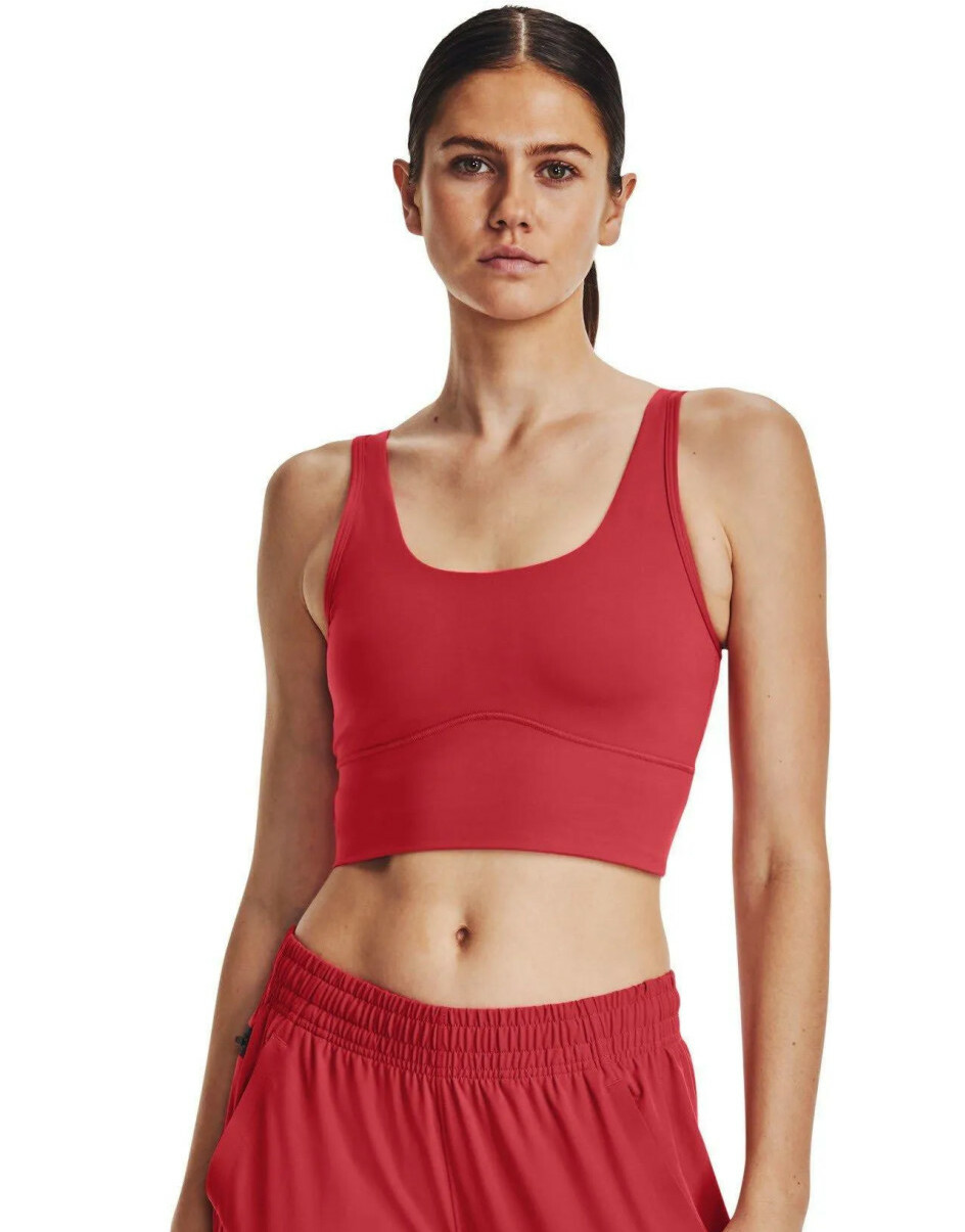 sportowy czerwony crop top ramiączka logo