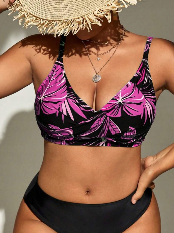 góra od bikini wzór roślinny 
